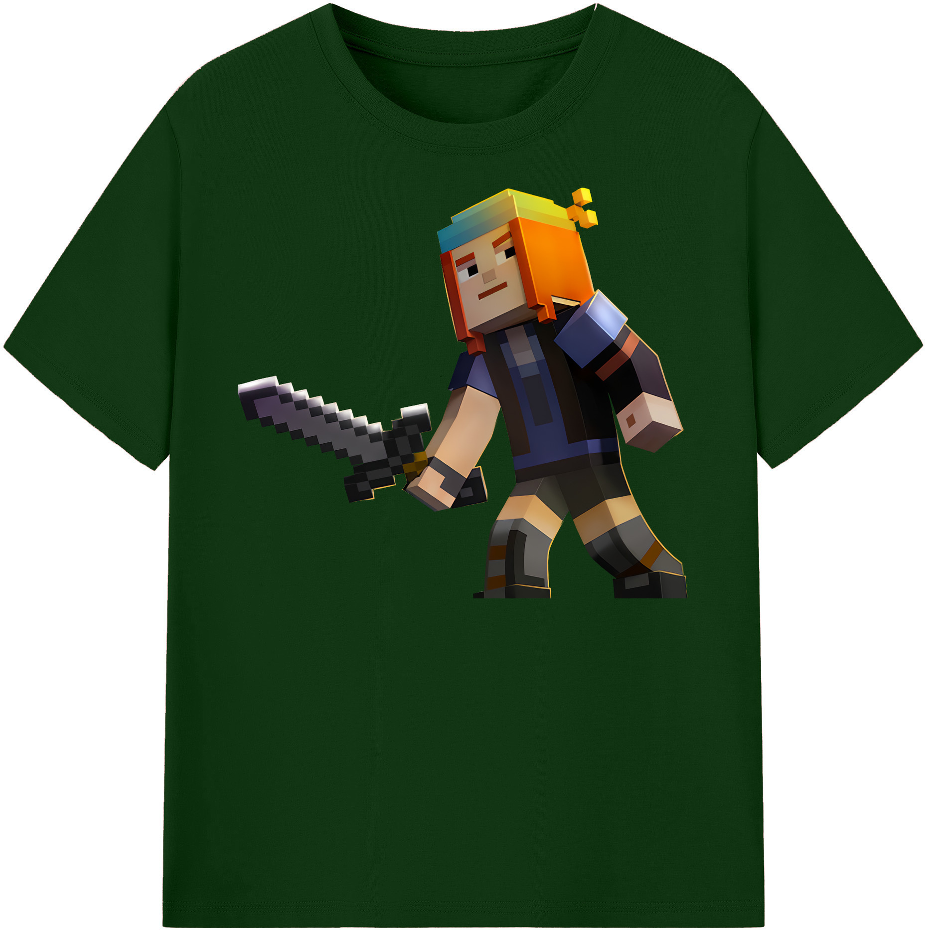 （画像用） マインクラフト ブロックの世界 Minecraft MC Block world 綿100％半袖Tシャツ（フロントプリント）